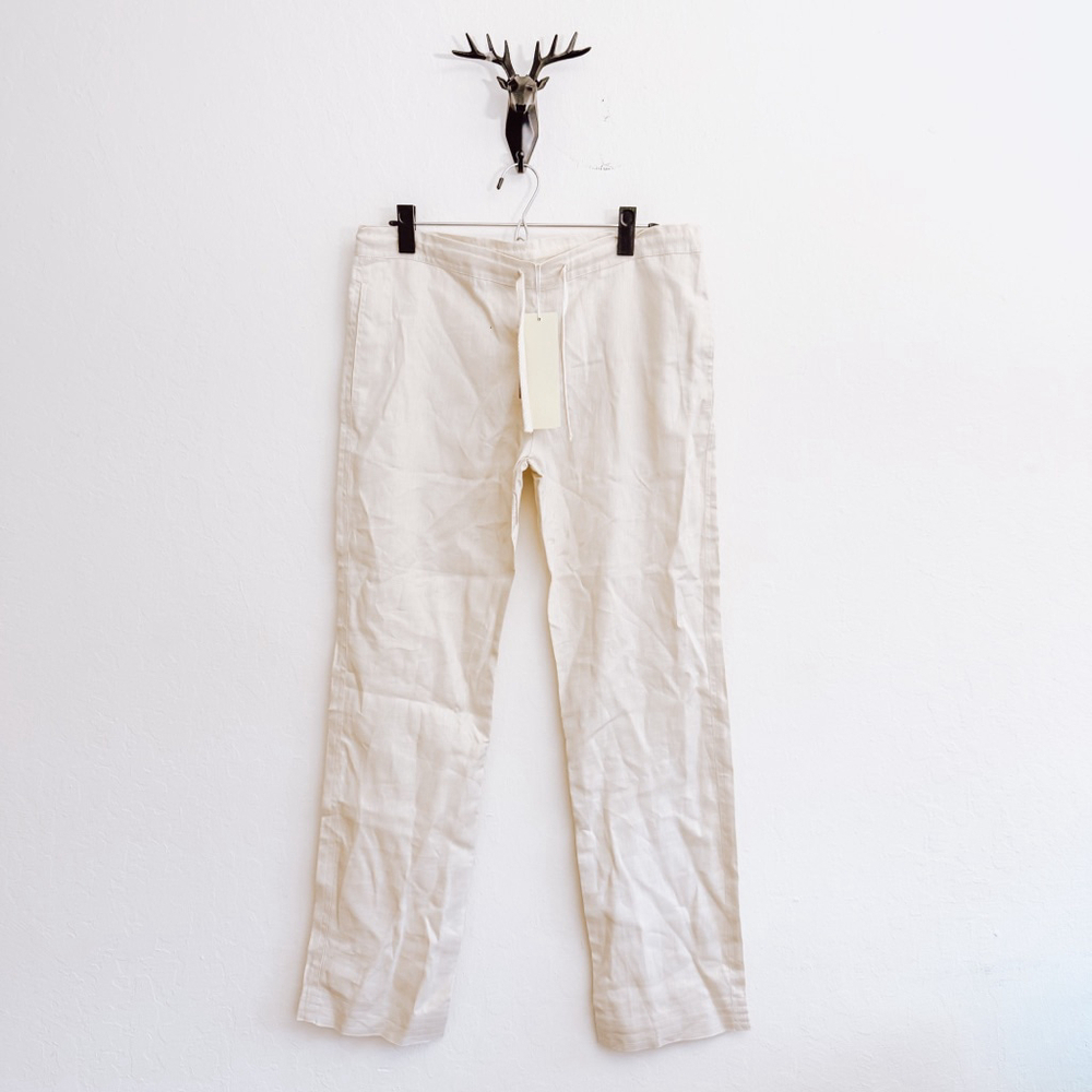 Island Importer Women's Beige Natural Linen Straight Leg Pants Plus 14 NWT